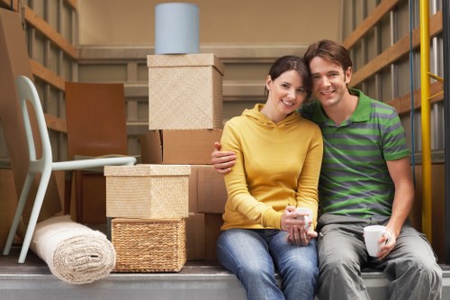 Local movers handling access challenges on a residential street
