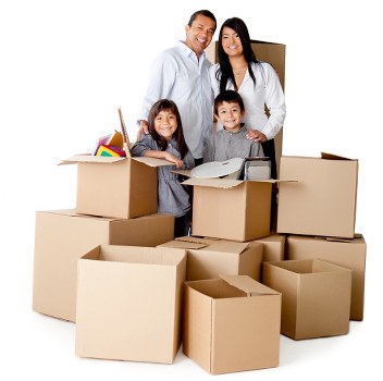 Packed boxes and furniture ready for removals in Toscotland
